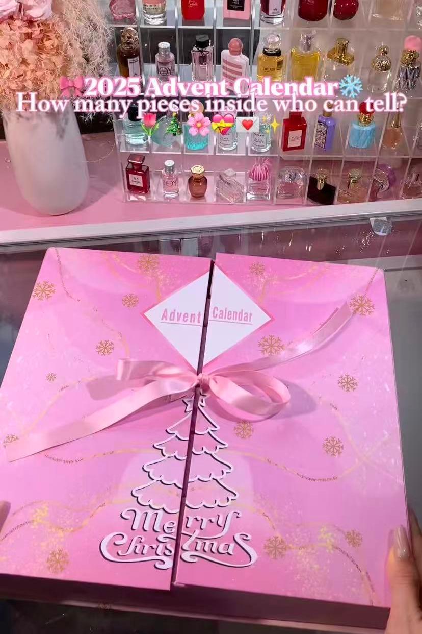 Pink Christmas advent calendar box
